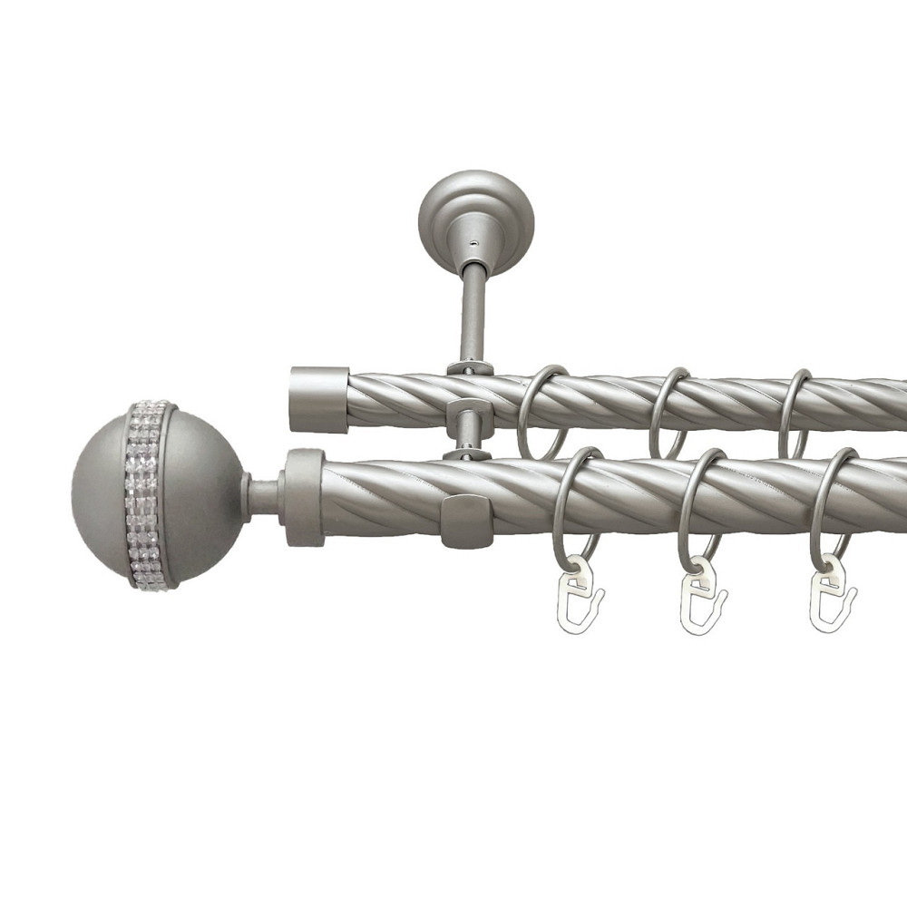 Карниз Orvit Авея металевий дворядний відкритий скручена труба кільце металеве Сатин 25\19 мм 300 см Львов - изображение 1