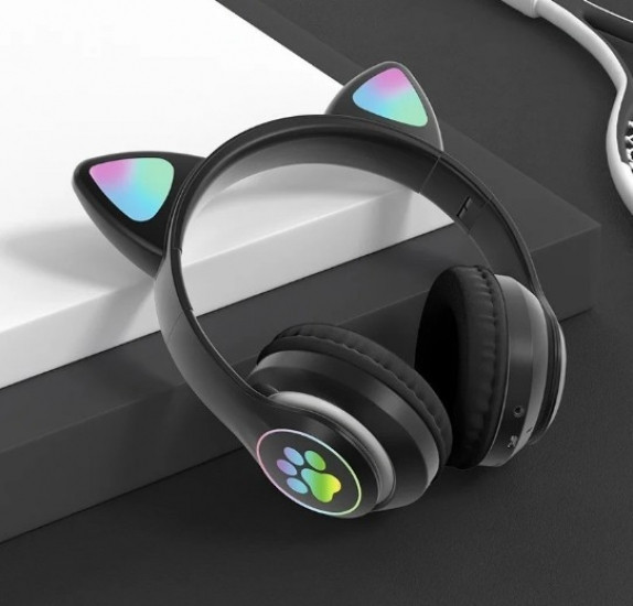 Беспроводные наушники светящиеся Ушки с поддержкой карты памяти (черный) Винница - изображение 2