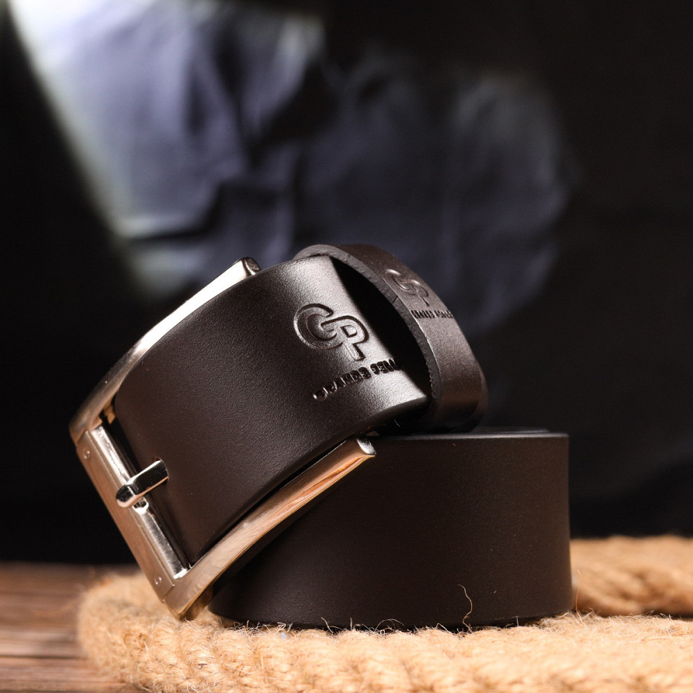 Якісний чоловічий ремінь із натуральної шкіри Коричневий (GRANDE PELLE) Київ - фото 4