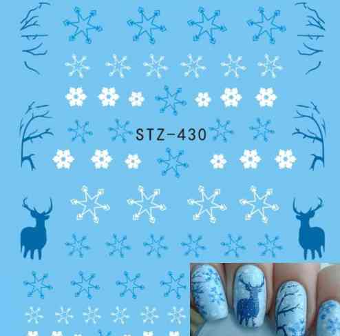 Новорічні наклейки на нігті "Олені і сніжинки" - розмір стікера 6*5см Київ