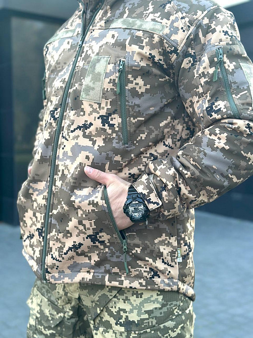 Осенняя водоотталкивающая и ветрозащитная куртка пиксель Softshell тактическая куртка для военнослужащих   WAR Львов - изображение 2