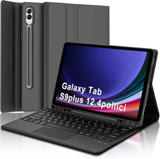 Чехол книжка Samsung Tab S9+ Plus X810 S9 FE+ X610 клавиатура (черный) Одесса