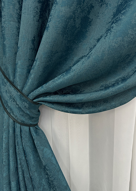 Комплект штор на люверсах VR-Textil Жакард Sultan YL № 1546ш Лазурний 150х250 см 2 шт (37-0253) Київ - фото 5