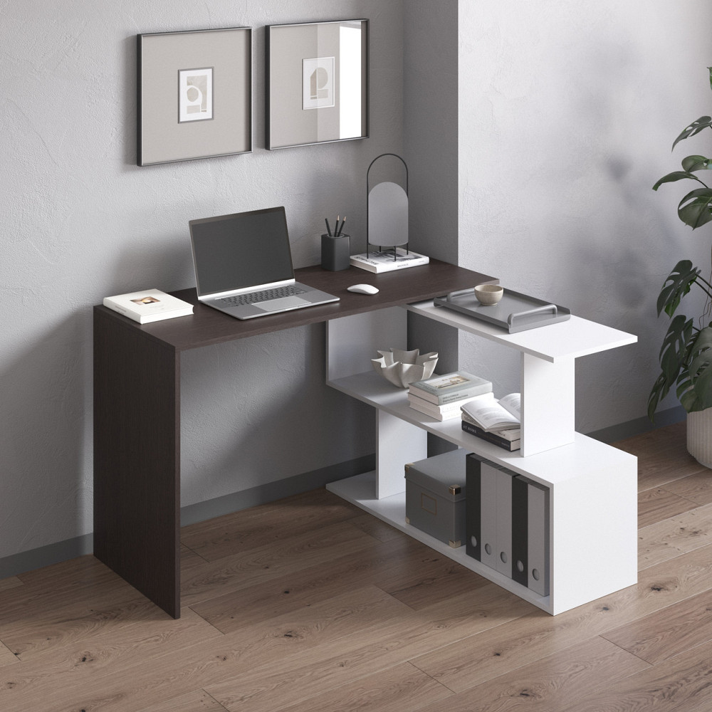 Cтол компьютерный VAYS поворотный письменный cтол трансформер M-41 Венге Темный-Белый Львов - изображение 1