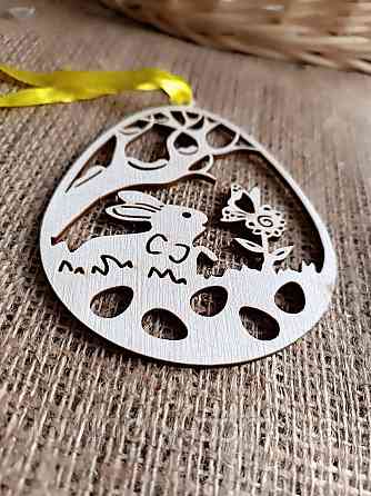 Декоративное пасхальное яйцо из дерева 12 см Ирпень