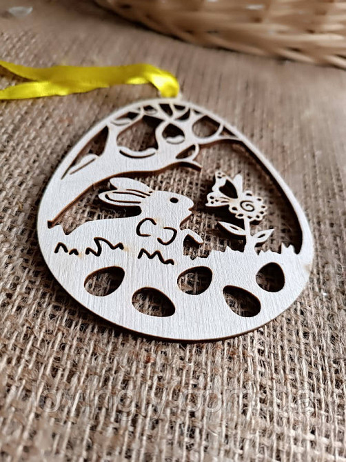 Декоративное пасхальное яйцо из дерева 12 см Ирпень - изображение 2