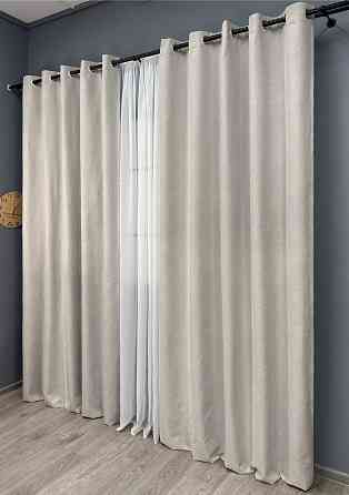 Комплект штор на люверсах VR-Textil Блэкаут двусторонний ASHEN NIGHT № 1842ш Пепельный 150х270 см 2 шт (37-0283) Киев