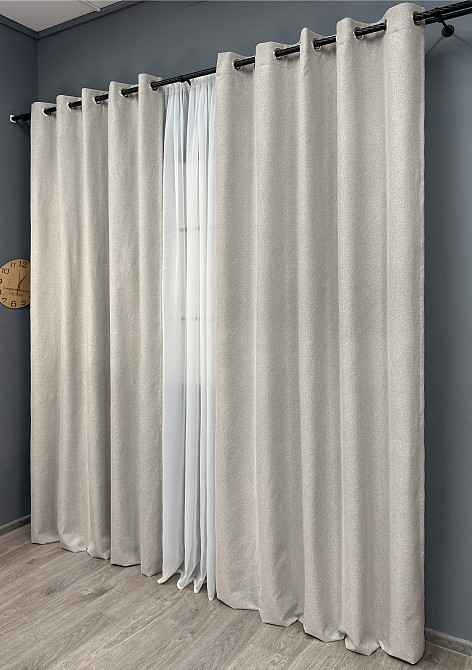 Комплект штор на люверсах VR-Textil Блэкаут двусторонний ASHEN NIGHT № 1842ш Пепельный 150х270 см 2 шт (37-0283) Киев - изображение 4