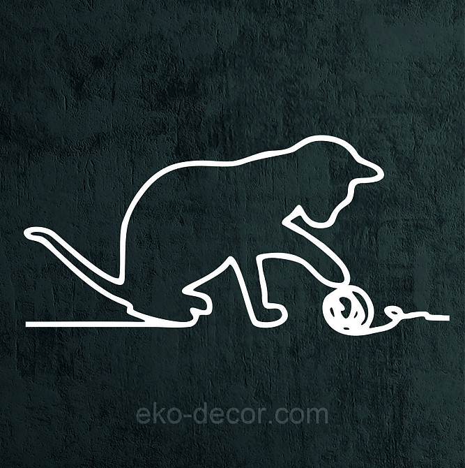 Декоративное настенное 3D Панно «Кот» Декор на стену с объемом 70*35 см, Белый Киев - изображение 7