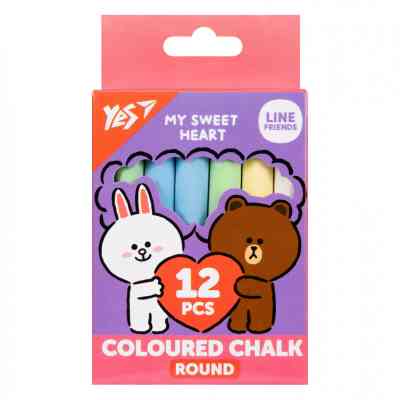 Крейда Yes кольорова Line Friends 12 шт кругла (400516) Вінниця