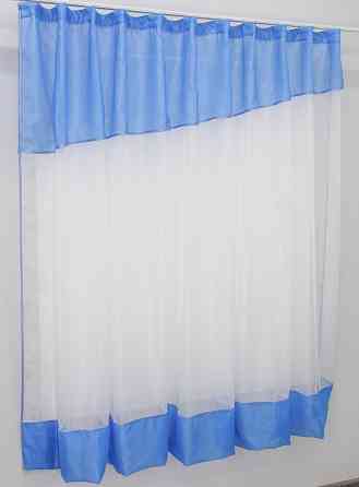 Кухонная занавеска VR-Textil № 047к голубой с белым 280х170 см (50-785) Киев