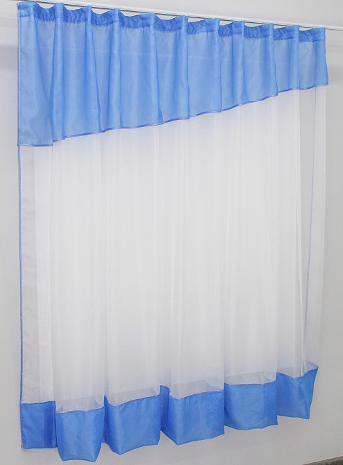 Кухонная занавеска VR-Textil № 047к голубой с белым 280х170 см (50-785) Киев - изображение 2
