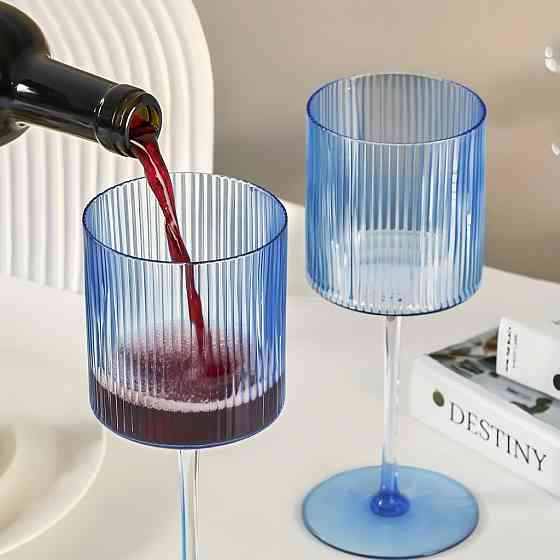 Бокал для вина 350 мл, 1 шт, прочный, пластиковый, многоразовый, для вин и напитков прозрачно-синий Каменец-Подольский