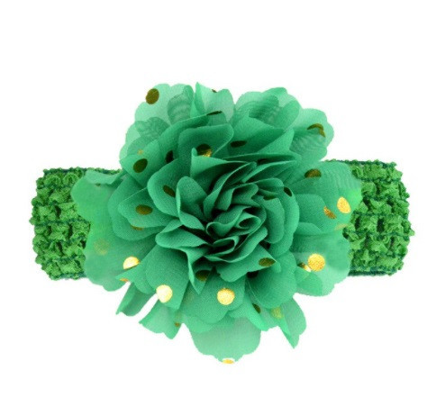 Детская зеленая повязка на голову - окружность головы около 40-52см, диаметр цветка 9см Киев - изображение 1