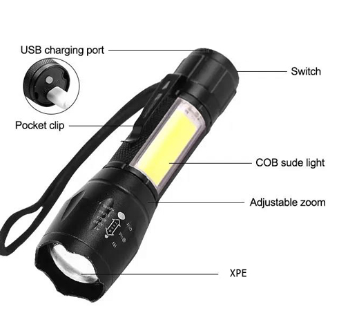 Ручной фонарь Police W601, Li-Ion аккум., ЗУ microUSB, zoom, красный и белый свет Днепр - изображение 2