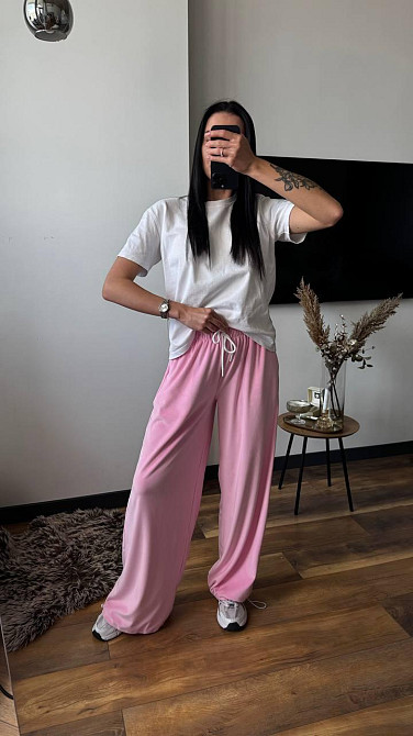 Женские прогулочные брюки из плюш велюра Розовый, 44/46 Одесса - изображение 3