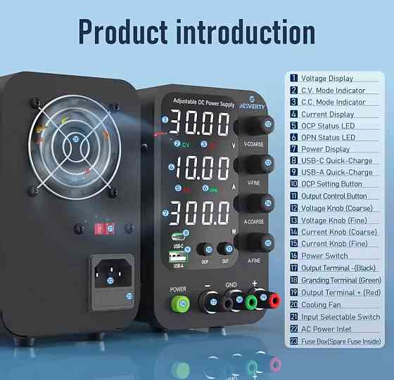 Лабораторный Блок Питания SPS-12003V 120В 3А с USB, ОCP, CV/CC Киев