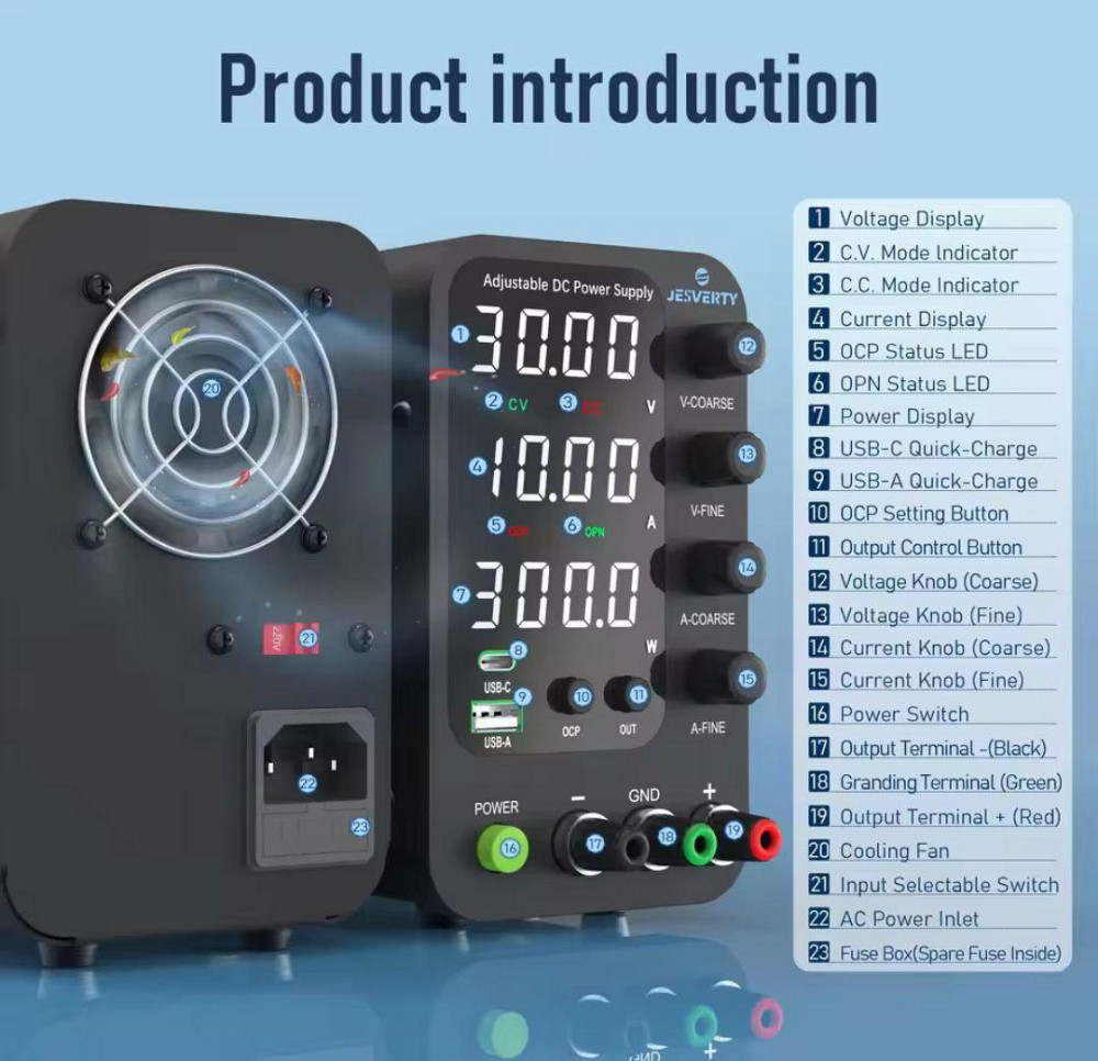 Лабораторный Блок Питания SPS-12003V 120В 3А с USB, ОCP, CV/CC Киев - изображение 5