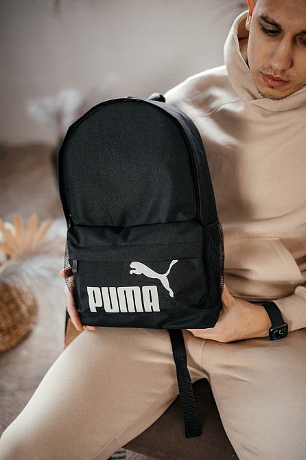 Рюкзак спортивный мужской городской черный Пума белый значок, молодежный вместительный рюкзакMasterSem Киев - изображение 6