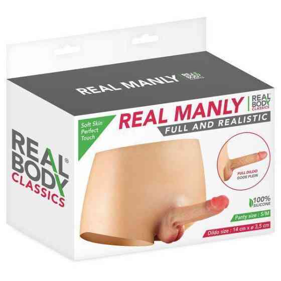 Силіконові трусики з фалоімітатором Real Body Real Manly, S/M, суцільна конструкція, для неї Sex Aura Київ