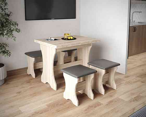 Табуретка с мягким сиденьем, табурет на кухню 35х35х44 см Ткань Мальмо (серый) / ДСП Дуб Сонома Львов