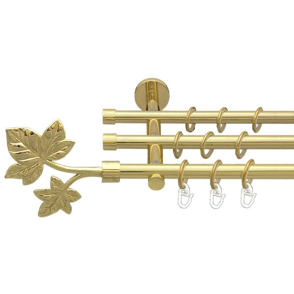 Карниз Orvit Листок металевий трирядний циліндр (20 см) гладка труба кільце металеве Золото 16\16\16 мм 200 см Львов - изображение 1