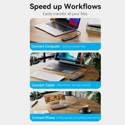 Кишеня зовнішня Vention SSD M.2 (NVME) M-key USB Type-C 3.2 10Gbps Heat Sink Aluminum (KPKH0) Вінниця - фото 3