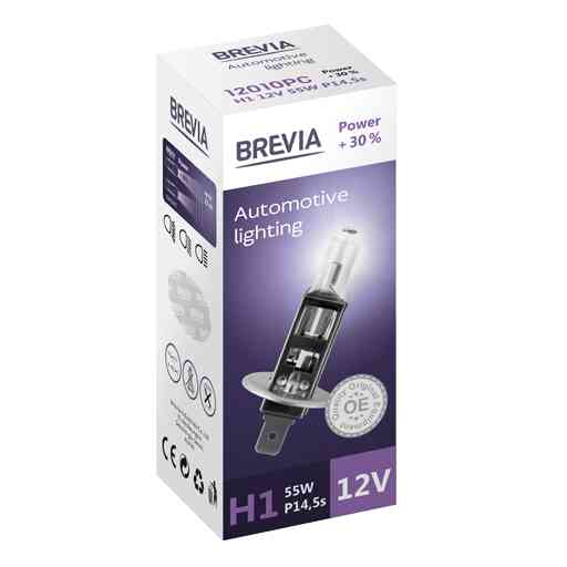 Галогенова лампа Brevia H1 12V 55W P14.5s Power +30% CP Львів