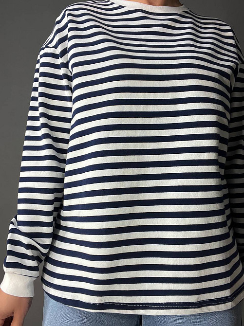 Лонгслів жіночий TEXTURE 1255 реглан смугастий трикотажний оверсайз крій, темно-синій, one size Київ - фото 2