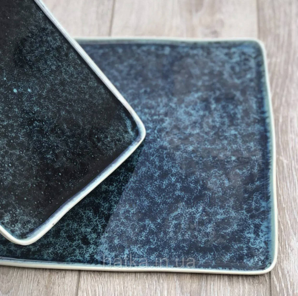 Тарілка квадратна Olens "Totem" 26,5х1,2 см кераміка синя для дому та ресторанів Київ - фото 1