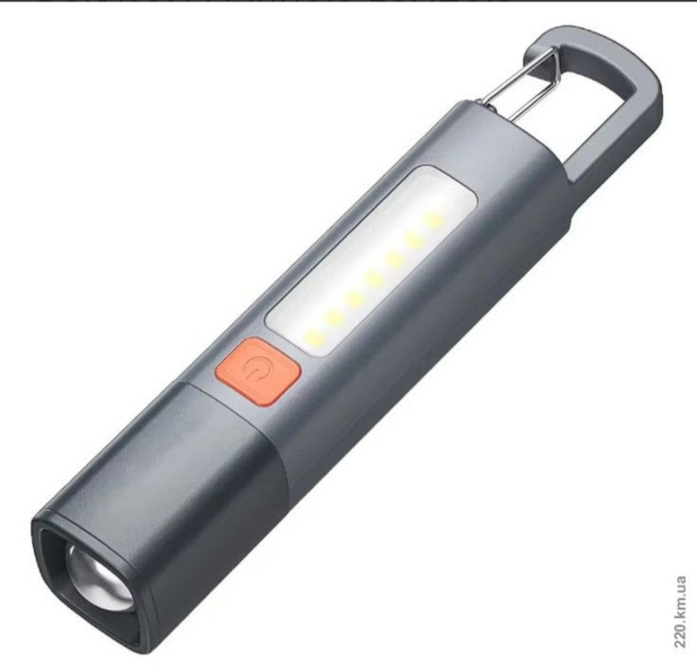 Фонарик Strong Lighting ABS с USB зарядкой, телескопическим фокусом и боковой лампой Киев - изображение 1