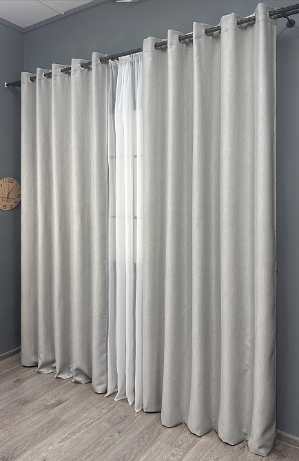Комплект штор  на люверсах VR-Textil Блэкаут двусторонний Scandi № 1898ш Пепельный 150х250 см 2 шт (37-0298) Киев - изображение 4