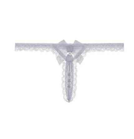 Еротичні трусики з бусинками білі - розмір універсальний, резинка до 92см Київ