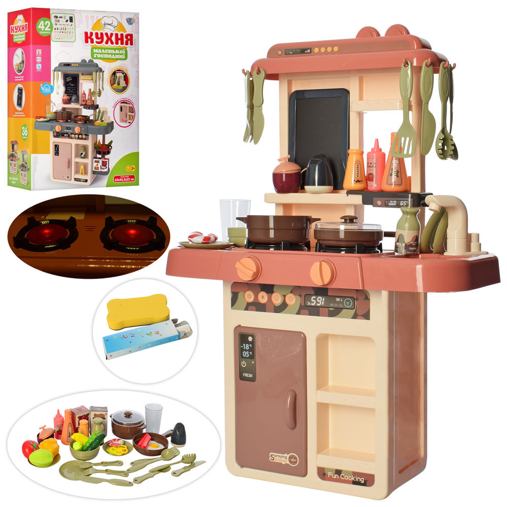 Кухня дитяча Limo Toy мийка-ллється вода з крана 36 предметів 63х45.5х22 см Рожева (889-190) Чернігів - фото 1