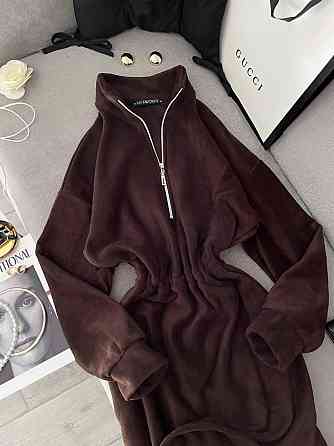 Женское теплое повседневное платье двусторонний Polar флис Шоколад Одесса