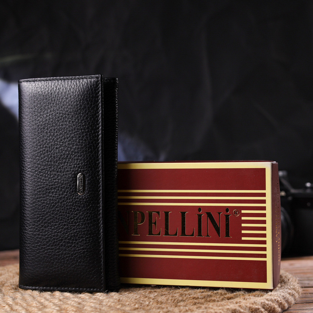 Жіночий шкіряний гаманець для карток купюр та монет CANPELLINI 21658 Чорний Київ - фото 20