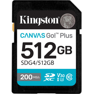 Карта пам&apos;яті Kingston 512GB SDXC сlass 10 UHS-I U3 V30 Canvas Go Plus G4 (SDG4/512GB) Вінниця - фото 1