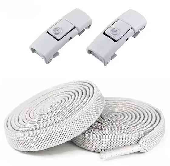 Еластичні шнурки без зав'язок з металевими застібками в колір Білий Смела