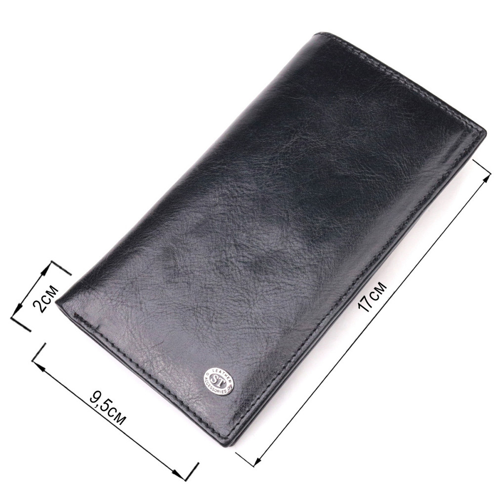 Вертикальний гаманець для чоловіків із натуральної шкіри Чорний (ST Leather) Київ - фото 7