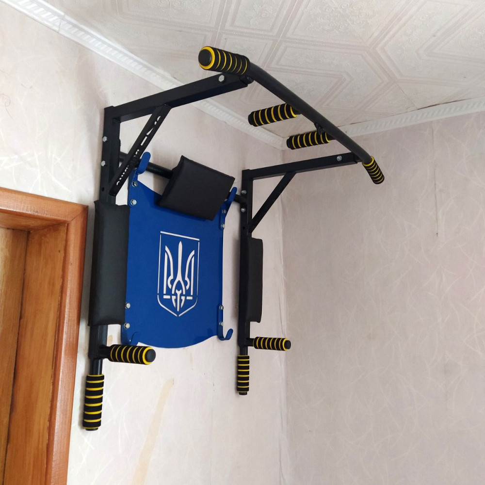 Турнік із трезубцем, турнік 4 в 1 з гербом України настінний із брусами Харків - фото 3