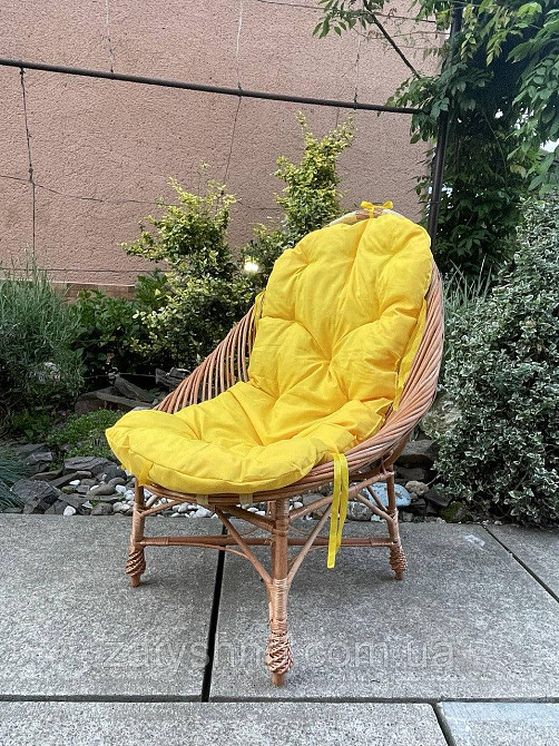 Кресло плетеное из лозы с желтой подушкой Киев - изображение 5