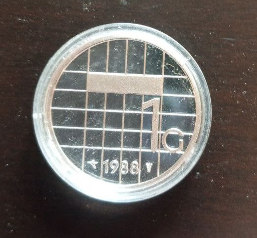 Монета 1 гульден. 1988 рік, Нідерланди. (капсула) ПРУФ Полтава - фото 1