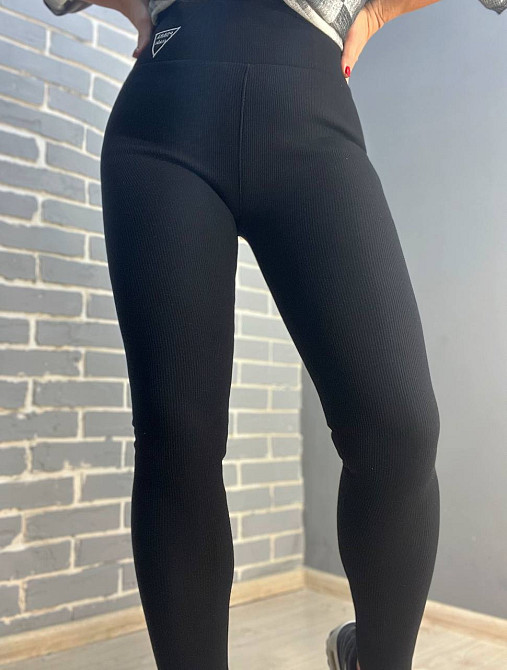 Лосины женские Ласточка 5247 рубчик широкий пояс утепленные на меху черные, черный, M Киев - изображение 5