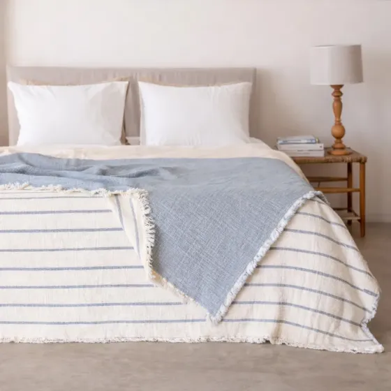 Муслиновое покрывало Muslin 230х250 см Голубой Коломия