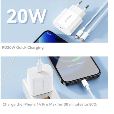 Зарядний пристрій Essager USB-C PD20W + cable USB-C to Lightning white (EFJB02-XBL02-T) Вінниця - фото 2