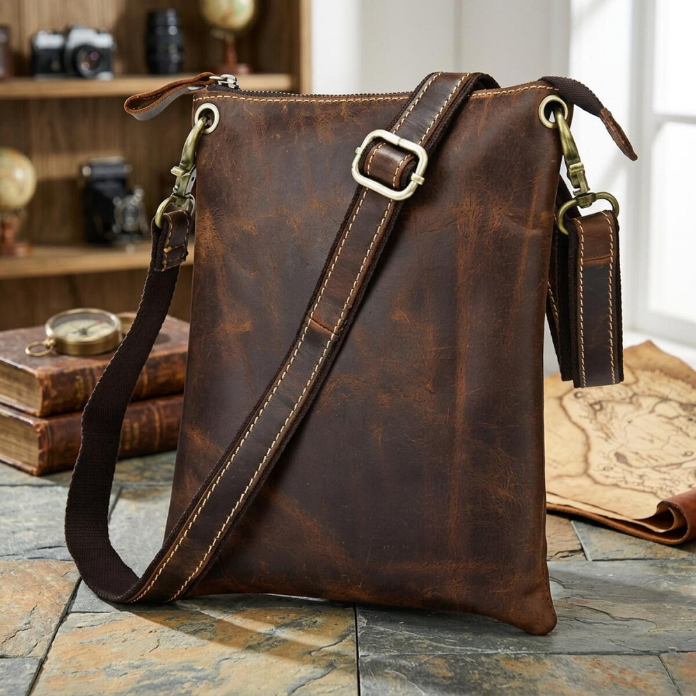 Шкіряна сумка планшет для документів та міста Vintage 14061 Коричнева Київ - фото 15