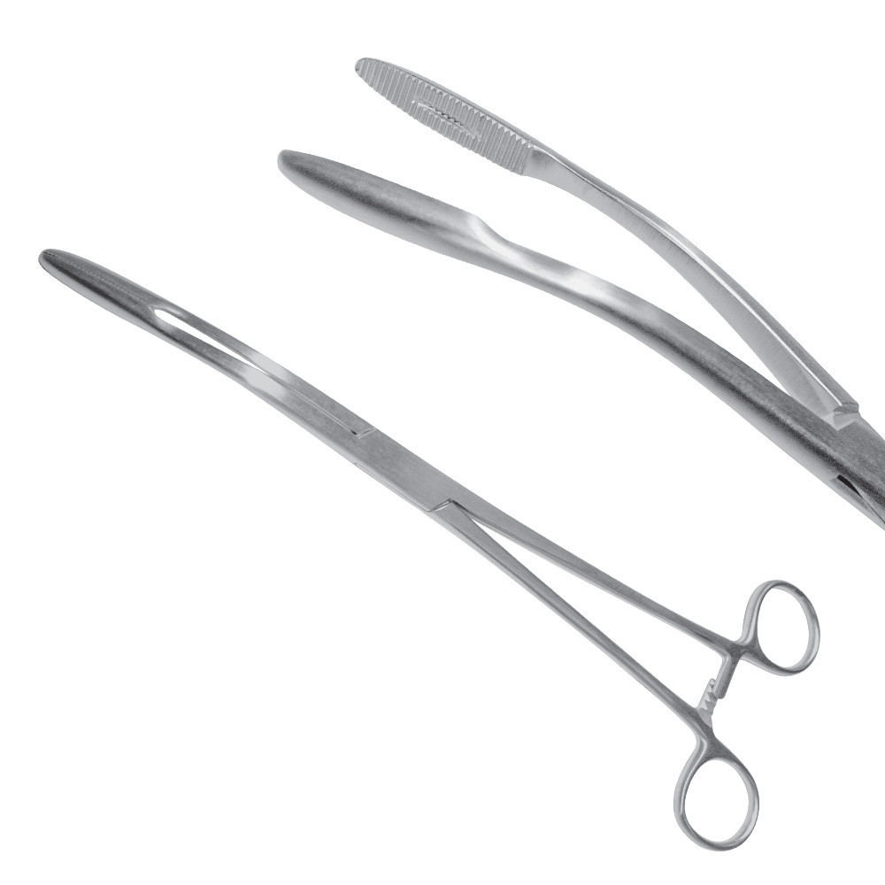 Затискач Gross-Maier зігнутий 25 cм (корнцанг), J-18-048 Дніпро - фото 1