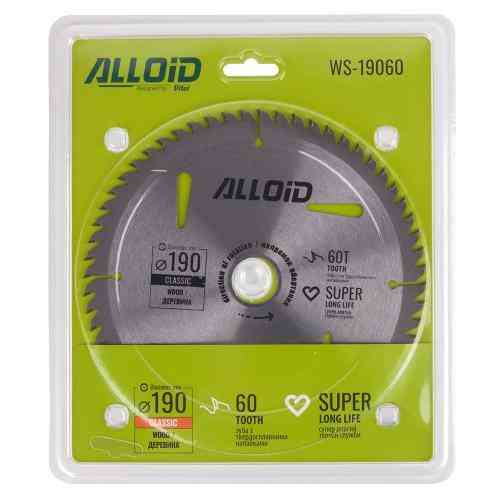 Диск пиляльний по дереву з твердосплавними напайками 190х30/25,4мм, 60 зубів Alloid Одеса