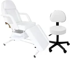 Косметологічне Крісло Cosnet Zestaw Fotel Kosmetyczny Z Kuwetami + Taboret Biały + Prześcieradło Киев