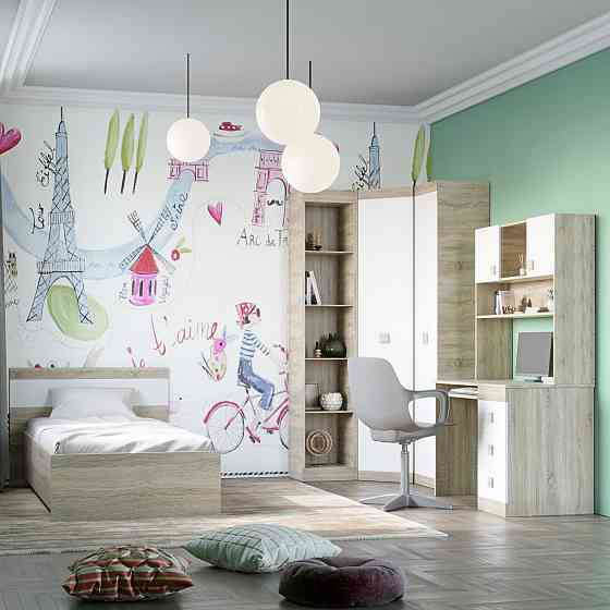 Спальня Детская Эверест Соната Комплект 11 (модульная - 6 элементов) дуб сонома + белый (DTM-2596) Днепр